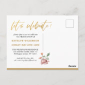 Elegant Roos Floral Photo Afstuderen Invitation Briefkaart (Achterkant)
