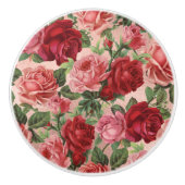 Elegant  Roos Floral Pink Rose Gold Keramische Knop (Voorkant)