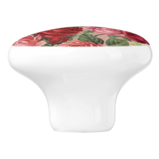 Elegant  Roos Floral Pink Rose Gold Keramische Knop (Zijkant)