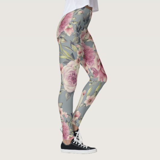 Elegant Roos Floral Print Leggings (Rechts)