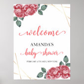 Elegant Roos Floral Sweetheart Baby shower Welkom Poster (Voorkant)