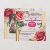 Elegant Roos Floral Wedding Kaart (Voorkant / Achterkant)