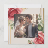 Elegant Roos Floral Wedding Kaart (Achterkant)