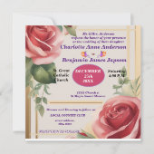 Elegant Roos Floral Wedding Kaart (Voorkant)