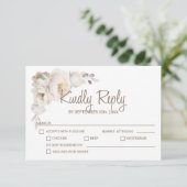 Elegant Roos Floral Wedding RSVP Kaartje (Staand voorkant)