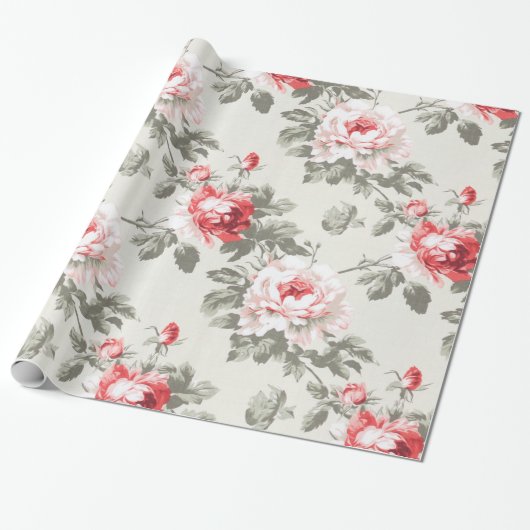 Elegant  roos floral wrapping papier (Uitgerold)
