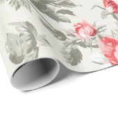 Elegant  roos floral wrapping papier (Rol Hoek)