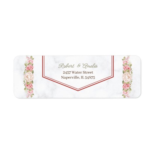 Elegant Roos Flower Aangepast retouradres Etiket (Voorkant)