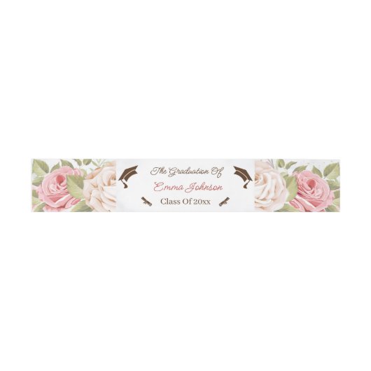 Elegant Roos Flower Afstuderen Custom Uitnodigingen Wikkel (Vlak)