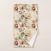 Elegant  Roos Flower Beige Floral Design Bad Handdoek (Handdoek)