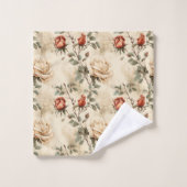 Elegant  Roos Flower Beige Floral Design Bad Handdoek (Wasdoekje)