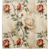 Elegant  Roos Flower Beige Floral Design Douchegordijn (Voorkant)
