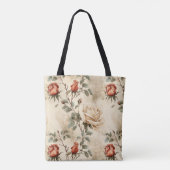 Elegant  Roos Flower Beige Floral Design Tote Bag (Achterkant)