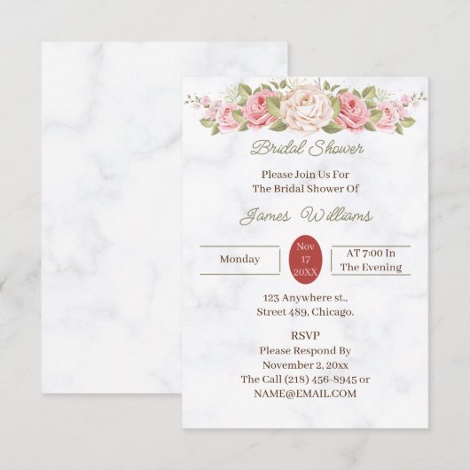 Elegant Roos Flower Custom Vrijgezellenfeest Kaart (Voorkant / Achterkant)