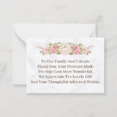 Elegant Roos Flower Custom Wedding Bedankt Notitiekaartje (Achterkant)