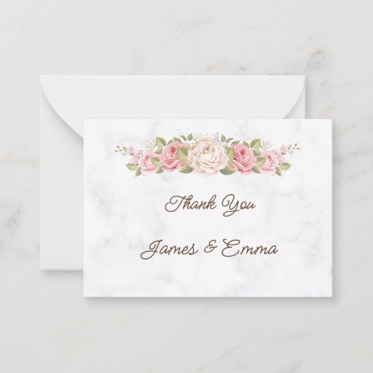 Elegant Roos Flower Custom Wedding Bedankt Notitiekaartje (Voorkant)