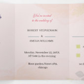 Elegant Roos Flower Custom Wedding Drieluik Uitnodiging (Binnenkant midden)