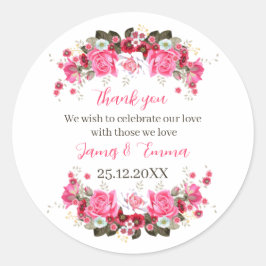 Elegant Roos Flower Custom Wedding Ronde Sticker