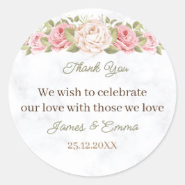 Elegant Roos Flower Custom Wedding Ronde Sticker
