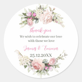 Elegant Roos Flower Custom Wedding Ronde Sticker
