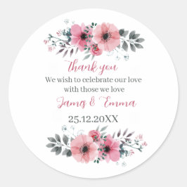 Elegant Roos Flower Custom Wedding Ronde Sticker