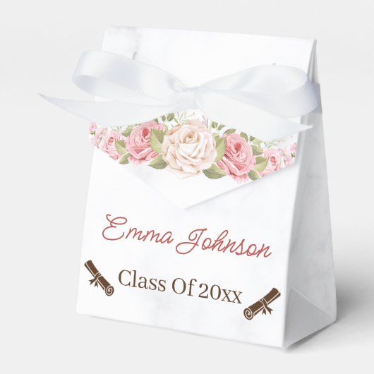Elegant Roos Flower Gepersonaliseerd Afstuderen Bedankdoosjes (Voorkant Zijde)