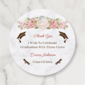 Elegant Roos Flower Gepersonaliseerd Afstuderen Bedankjes Labels (Voorkant)