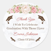 Elegant Roos Flower Gepersonaliseerd Afstuderen Ronde Sticker (Voorkant)