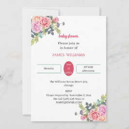 Elegant Roos Flower Gepersonaliseerd Baby shower Kaart
