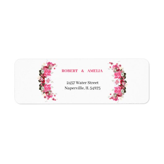 Elegant Roos Flower Gepersonaliseerd Retouradres Etiket (Voorkant)