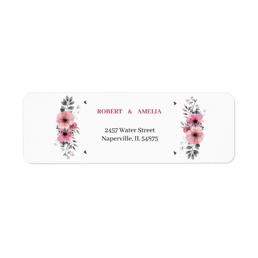 Elegant Roos Flower Gepersonaliseerd Retouradres Etiket (Voorkant)