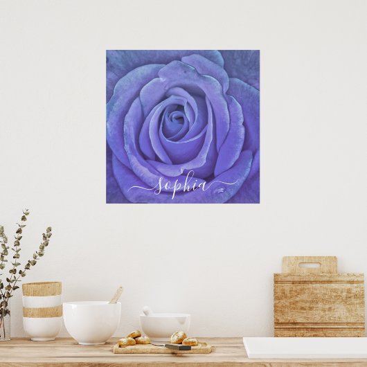 Elegant Roos Flower Photo Add Name Poster (Keuken)