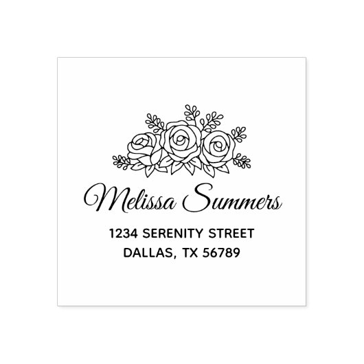 Elegant Roos Flowers Bouquet Adres 2 Rubberstempel (Afrduk)
