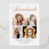 Elegant Roos Folie Script Afstuderen Aankondiging (Voorkant)