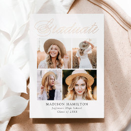 Elegant Roos Folie Script Afstuderen Aankondiging