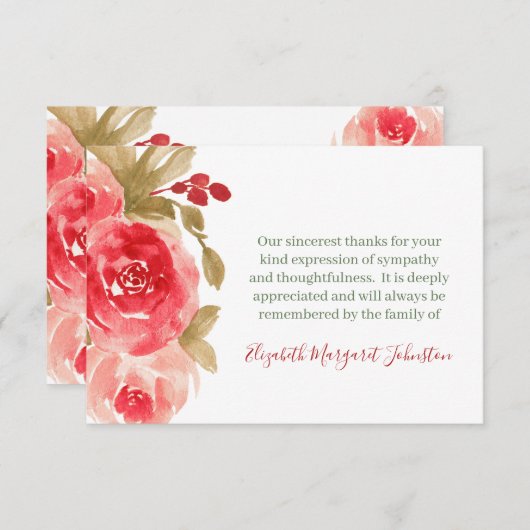 Elegant Roos Funeral Bedankt Bereavement (Voorkant / Achterkant)