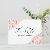 Elegant Roos Garden Pink Floral Wedding Bedankkaart (Staand voorkant)