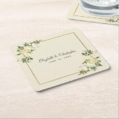 Elegant Roos | Gepersonaliseerde bruiloft Waterver Kartonnen Onderzetters (Schuin)