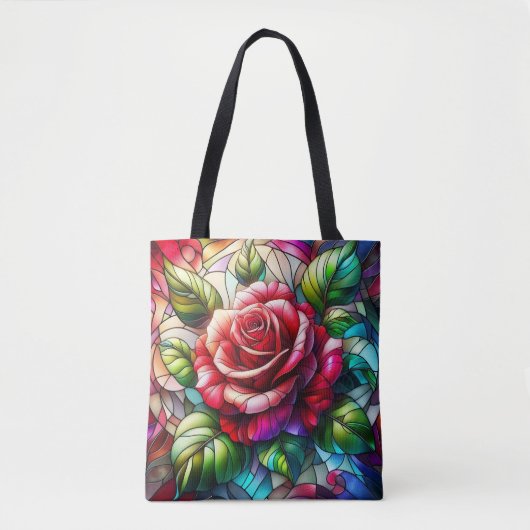 Elegant Roos Glas in lood Effect Tote Bag (Voorkant)