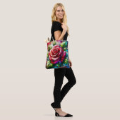 Elegant Roos Glas in lood Effect Tote Bag (Op model)