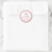 Elegant Roos Glitter 50 en Fabulous Bedankt Ronde Sticker (Tas)