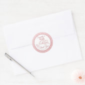 Elegant Roos Glitter 50 en Fabulous Bedankt Ronde Sticker (Envelop)