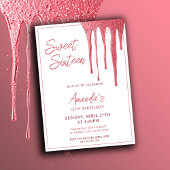 Elegant Roos Glitter Drip Sweet 16 Birthday Kaart