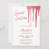 Elegant Roos Glitter Drip Sweet 16 Birthday Kaart (Voorkant)