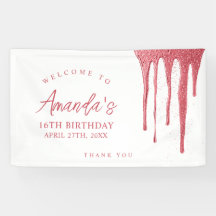Elegant Roos Glitter Drip Sweet 16 Birthday
