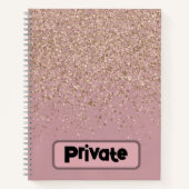 Elegant Roos Glitter Monogrammed | Notitieboek (Voorkant)