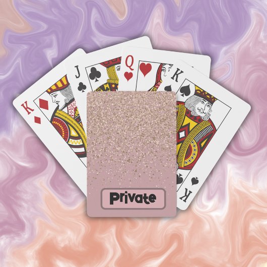 Elegant Roos Glitter Monogrammed | Pokerkaarten