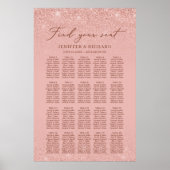 Elegant roos gold 20-tafels bruiloftszeepkaart poster (Voorkant)