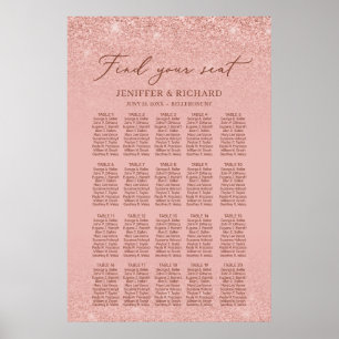 Elegant roos gold 20-tafels bruiloftszeepkaart poster