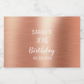 Elegant Roos Gold 30e verjaardag Likeurfles Etiket (Enkel label)